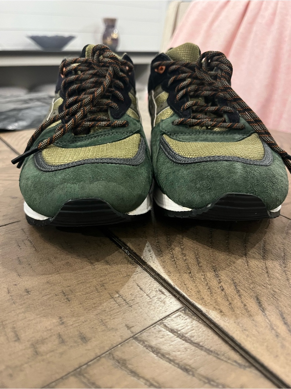ASICS Olive Green Suede & Mesh Trainer with Orange Accents - Picture 10 of 16